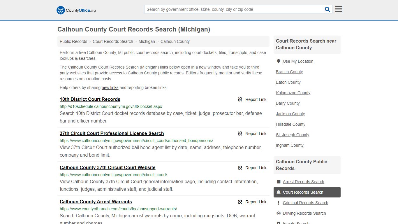 Calhoun County Court Records Search (Michigan) - County Office
