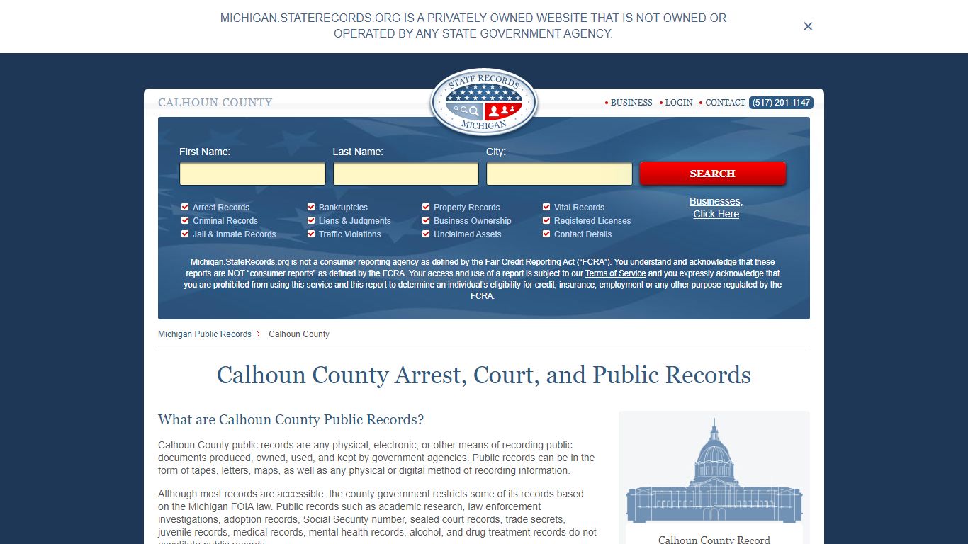 Calhoun County Arrest, Court, and Public Records